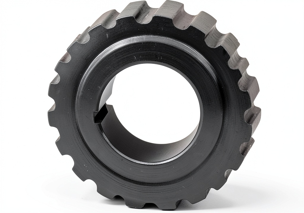 Installing Moroso 3-8 Pitch Aluminum Crankshaft Pulley on a wooden workbench