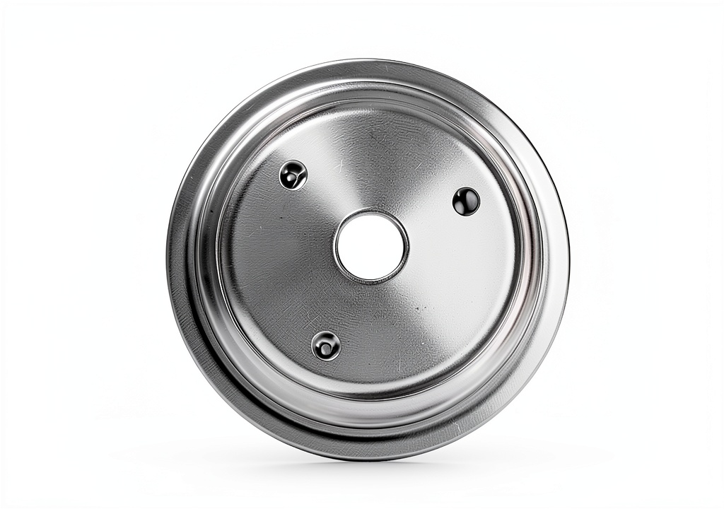 Trans‑Dapt machined aluminum lower pulley being installed on a performance engine