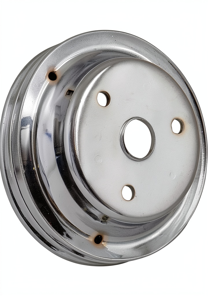 Mr. Gasket Chrome Crankshaft Pulley-Double Groove close-up
