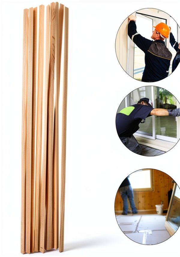 Cabilock 10pcs 30cm Pine Wood Window Molding Trim 6mm Thick Strips-6