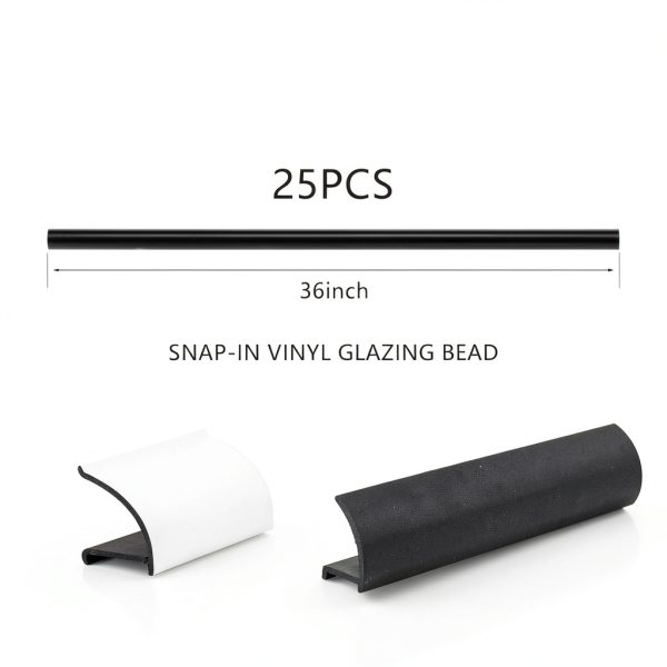 25 Pcs Window Glazing Bead 36" Snap in Vinyl Window Glazing Bead Frame Seal Snap Vinyl Trim Weather Resistant for Home Residential Commercial Use (Black)-1