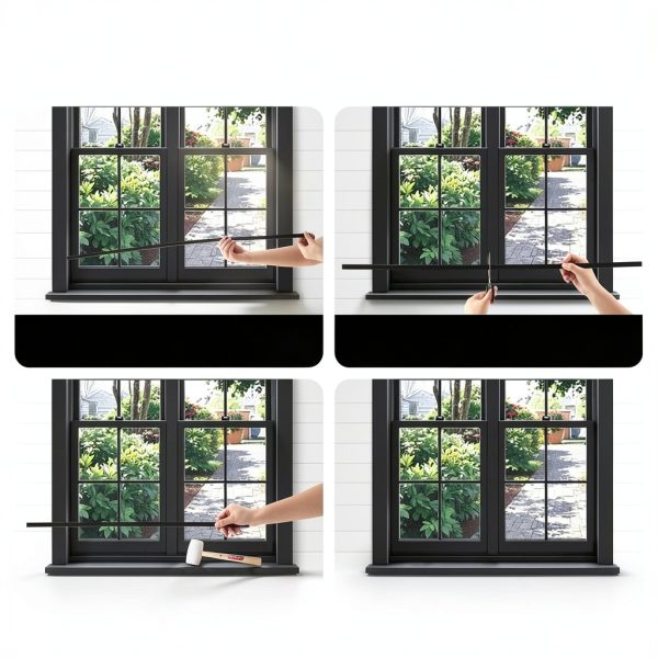 25 Pcs Window Glazing Bead 36" Snap in Vinyl Window Glazing Bead Frame Seal Snap Vinyl Trim Weather Resistant for Home Residential Commercial Use (Black)-3