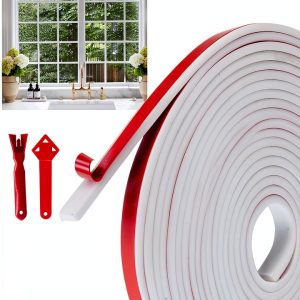 Window Grid Kit Coositel 33FT PVC White Trim Molding for Window Frames-0