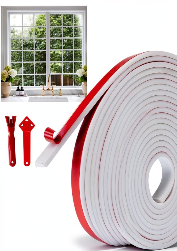 Window Grid Kit Coositel 33FT PVC White Trim Molding for Window Frames-0