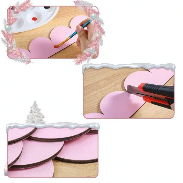 Christmas Scalloped Wood Trim 8‑Pack Pink by AceOrbit 15.75×2.36 in-2